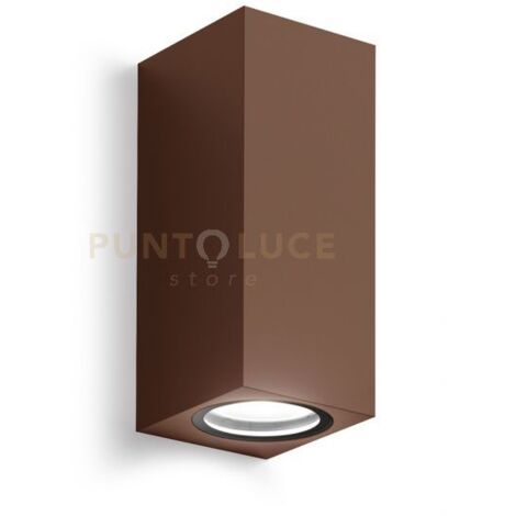 GES915- APPLIQUE RUGGINE 2 LUCI ATTACCO GU10 IP44 6,8X16CM QUADRATO