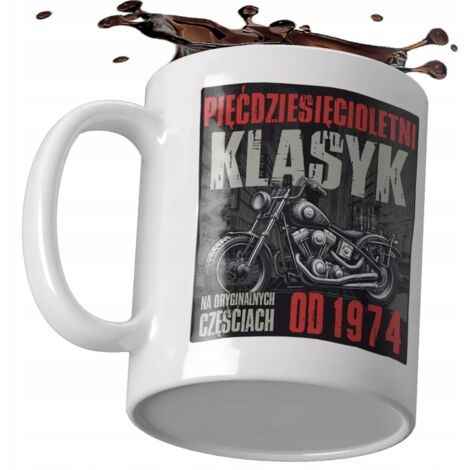 Geschenkbecher zum 30., 40., 50., 60. oder 70. Geburtstag mit Harley-Davidson-Motorradmotiv und Aufdruck