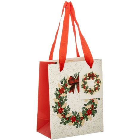 Geschenktasche mit bedruckter Weihnachtskrone Dream Größe Mini Rot und Weiß - Atmosphera créateur d'intérieur