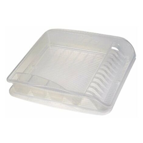 Geschirrablaufkorb large 39,5x39,5x8cm transparent mit Tablett