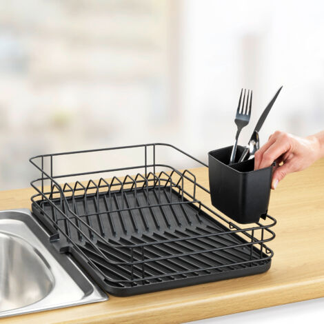Geschirrabtropfer mit Silikonmatte, schwarz, WENKO