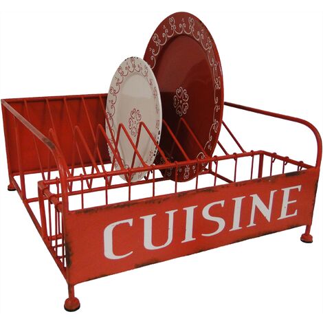 ANTIC LINE CRÉATIONS Geschirrabtropfgestell Vintage rot