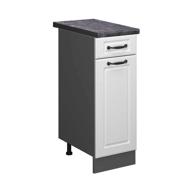 Vicco - Küchenunterschrank R-line, Weiß Landhaus, 30 Cm , Ap Anthrazit