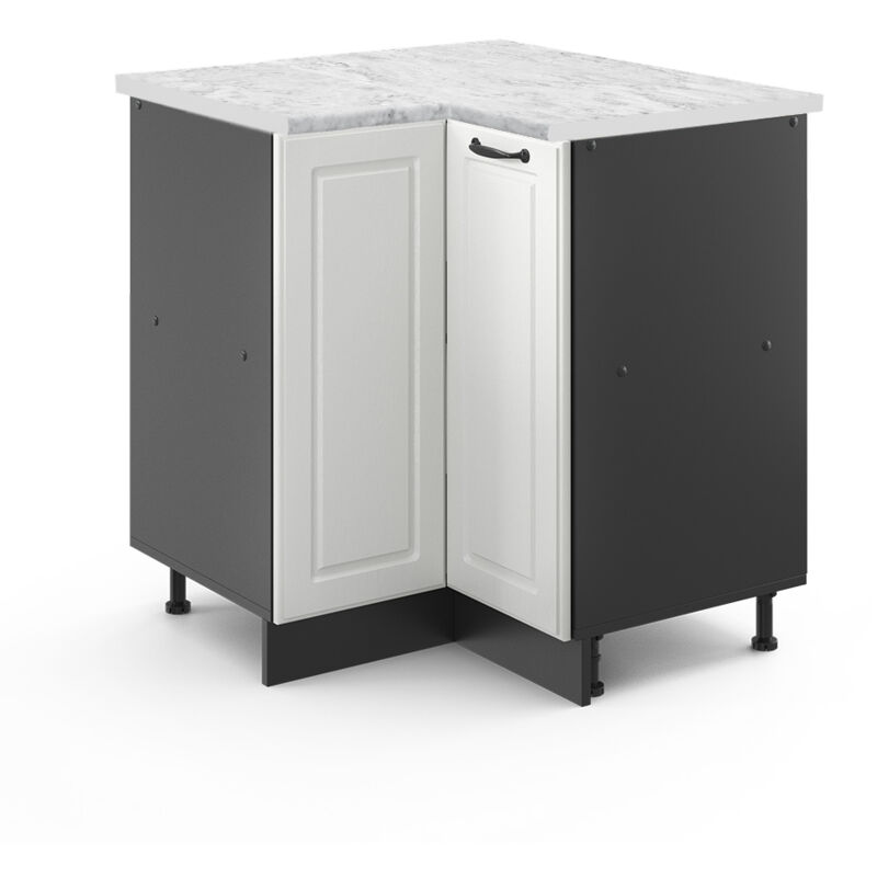 Vicco - Eckunterschrank R-line, Weiß Landhaus, 75.6 Cm, Ap Marmor