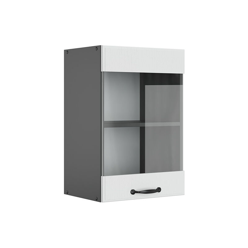 Vicco - Küchenglasschrank R-line, Weiß Landhaus, 40 Cm