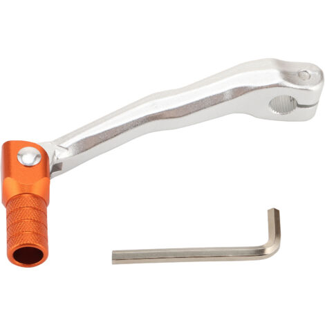 Geschmiedeter Schalthebel aus Aluminiumlegierung mit silbernem Griff und orangefarbenem Kopf, verstärkter universeller, verbiegungsfreier Schalthebel für Zweitakt-Offroad-Motorräder, Modifikations- un