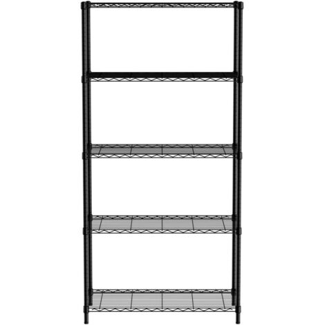 Geschraubtes Lagerregal mit 5 Regalböden, schwarz, 91x45x183 cm - Hendi 812990