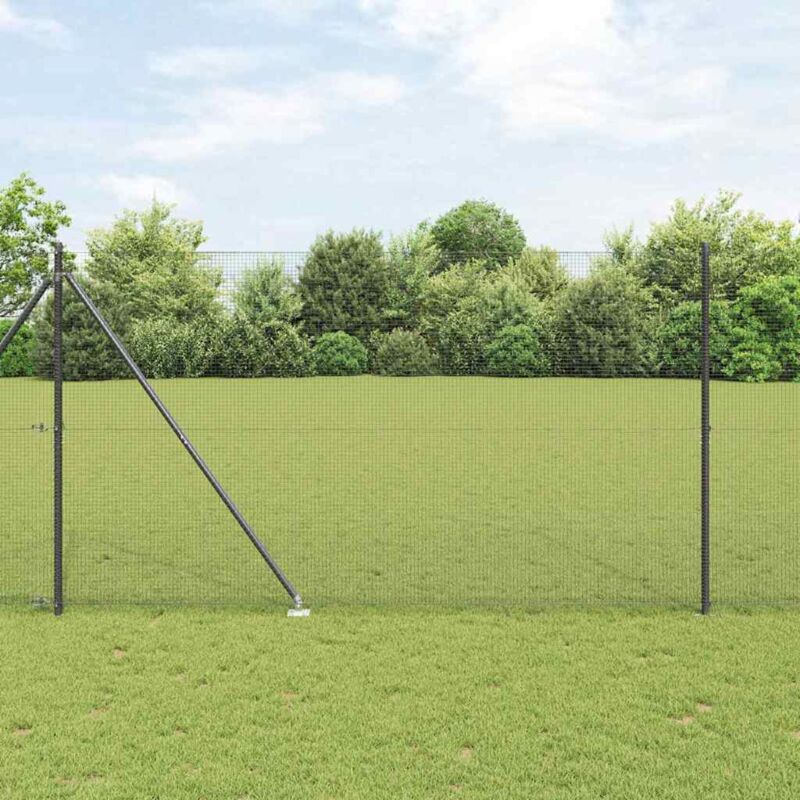 Zaun Mit Pfosten Grau 1.5 X 10 M Stahl Vidaxl