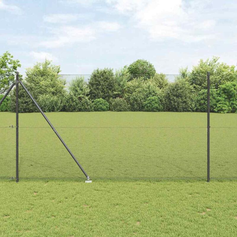Zaun Mit Pfosten Grau 1.5 X 50 M Stahl Vidaxl