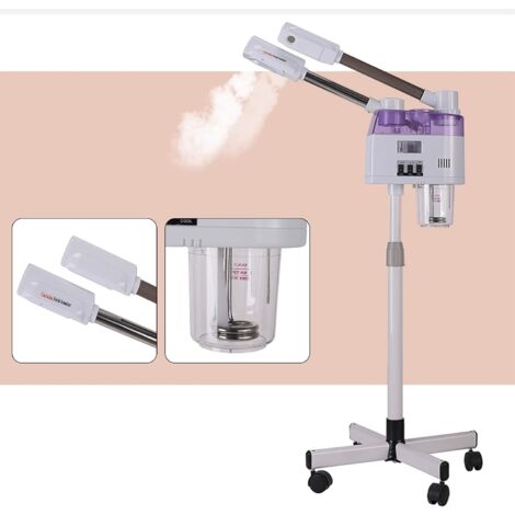 Gesichtsdampfer, Gesichtssauna, Luftbefeuchter, Ozon-Dampfer für Salon/Haus/Kosmetikstudio, Spa 2-Kopf-Sprühmaschine für die Gesichtsbehandlung, Höhenverstellbar