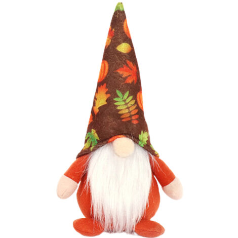 Gesichtsloser Herbstwichtel aus Plüsch mit Ahornblatt, Heimdekoration für das Erntedankfest
