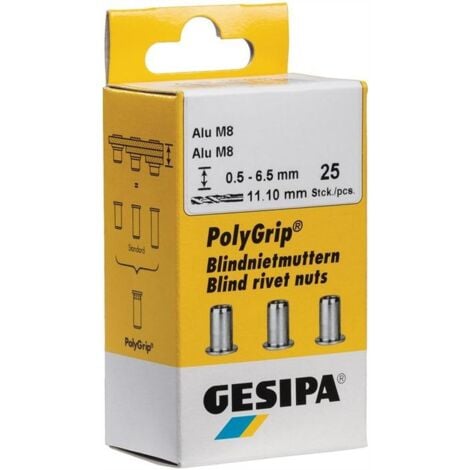GESIPA Blindnietmutter PolyGrip® Nietschaft d x l 11 x 20 mm M8 - 1464841