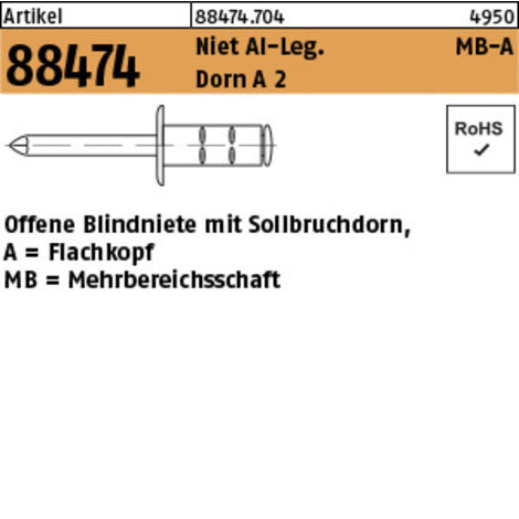 Gesipa PolyGrip Mehrbereichsschaft-Blindniete Alu/A 2 3,2 x 11 S 1000 Stk