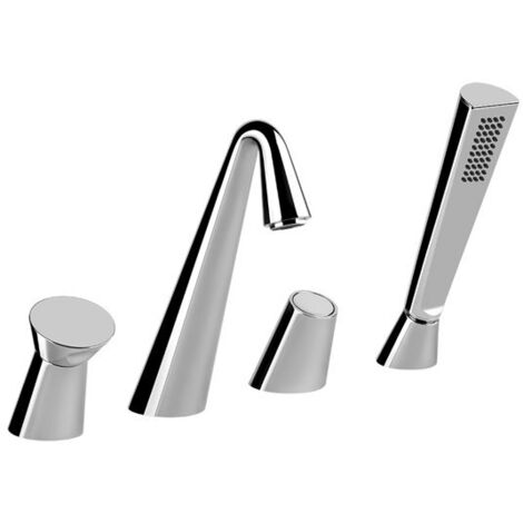 Gessi CONO Vierloch-Wannenrandbatterie mit Umsteller, Auslauf und