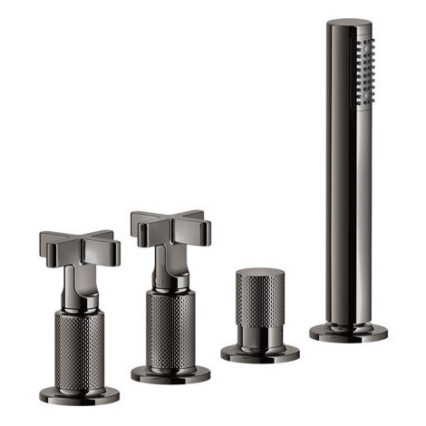 Gessi Inciso+ 2-Kreuz-Griff-4-Loch-Wannenrand-Armatur, separater