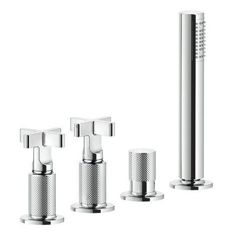 Gessi Inciso+ 2-Kreuz-Griff-4-Loch-Wannenrand-Armatur, separater