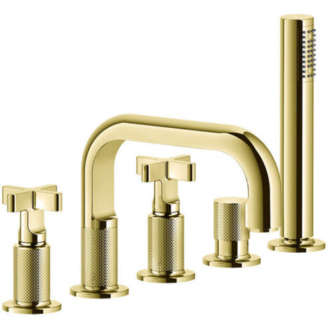 Gessi Inciso+ 2-Kreuz-Griff-5-Loch-Wannenrand-Armatur,