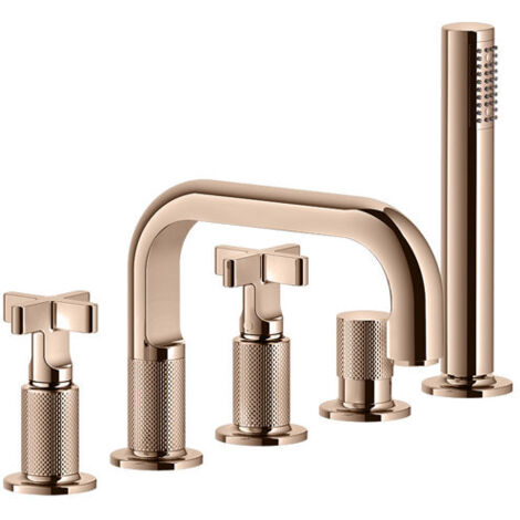 Gessi Inciso+ 2-Kreuz-Griff-5-Loch-Wannenrand-Armatur,
