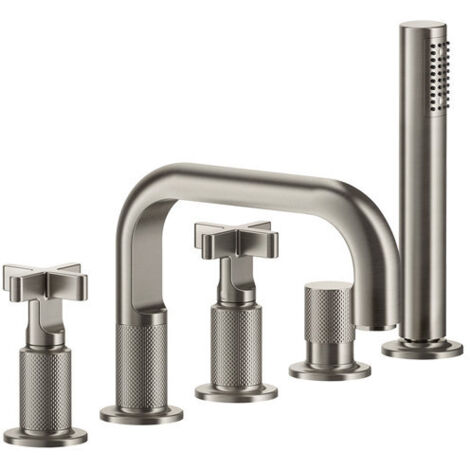 Gessi Inciso+ 2-Kreuz-Griff-5-Loch-Wannenrand-Armatur,