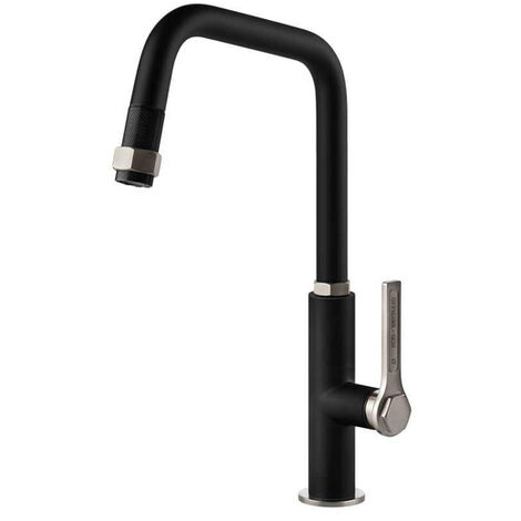 Gessi Officine Mitigeur de cuisine 1 trou de robinetterie Bec extractible et pivotant Inox/PVD Noir mat - Noir mat