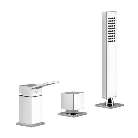 Gessi Rettangolo K, Dreiloch-Wannenrand-Armatur mit Umsteller,