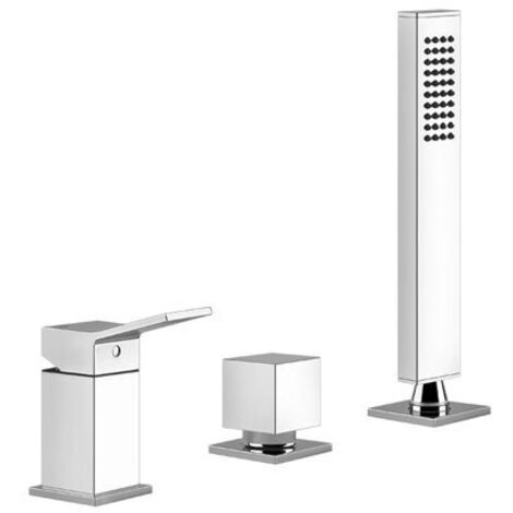 Gessi Rettangolo K, Dreiloch-Wannenrand-Armatur mit Umsteller,