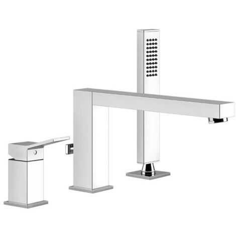 Gessi Rettangolo K, mitigeur trois trous pour baignoire,