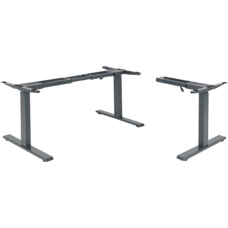 Gestell HHG-772, variables Tischgestell für Eck-Schreibtisch, elektrisch höhenverstellbar Memory 45kg anthrazit-grau