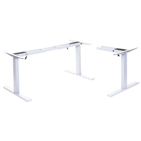Gestell HHG-772, variables Tischgestell für Eck-Schreibtisch, elektrisch höhenverstellbar Memory 45kg weiß
