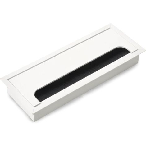 Gestione cavi rettangolare 80x280 mm per scrivanie integrate, organizer per cavi per mobili, 2 x [argento].