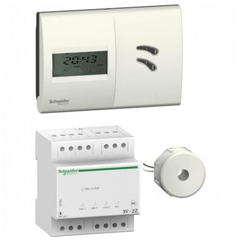 Gestionnaire d'energie 2Z à fil pilote 230V avec boitier d'ambiance + délesteur 3 voies de chauffage et ECS SCHNEIDER 15785