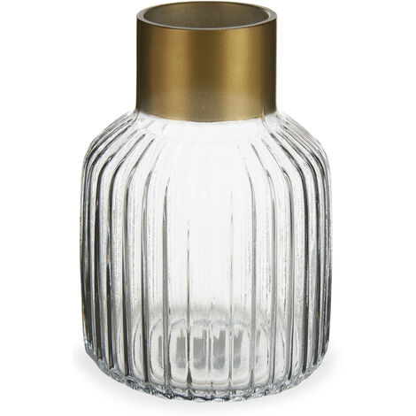 Gestreifte Vase mit Golddekor, H 22 cm