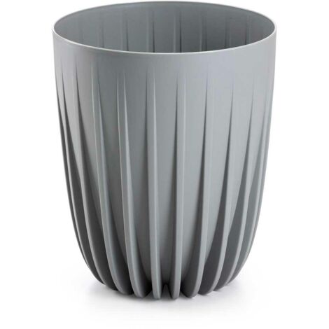 Gestreifter Blumentopf, grau, H 23 x 19 cm