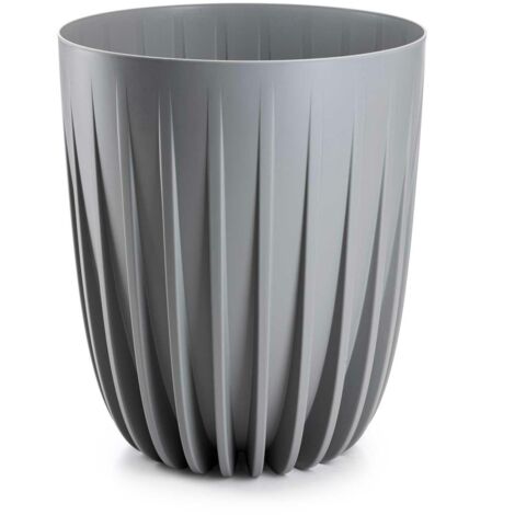Gestreifter Blumentopf, grau, H 46 x 39 cm