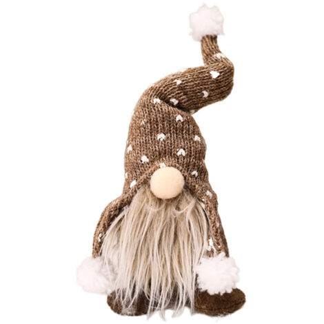 Gestrickte, gesichtslose Mütze für Weihnachtspuppen, Baumschmuck und festliche Tischdekoration