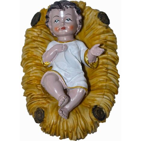 Gesu' bambino con culla in poliresina bambinello di natale addobbi natalizi presepe da cm 19 ottima idea regalo
