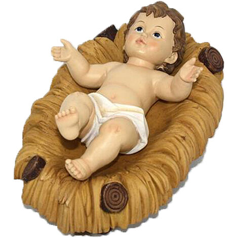 Gesu' bambino con culla in poliresina bambinello di natale addobbi natalizi presepe da cm 24 ottima idea regalo