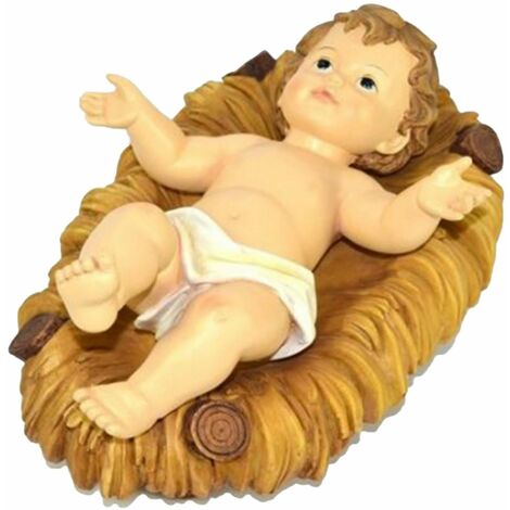 Gesù Bambino in Resina Cm 25 + Cuscino - Bimbo Bambinello Natività Presepe