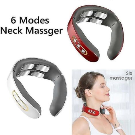 GETIT EMS Masseur électrique pour la nuque et le dos, 6 modes de massage pour la tête, la nuque et le dos, masseur intelligent sans fil pour les épaules, compresse chaude pour soulager la douleur-Aqua
