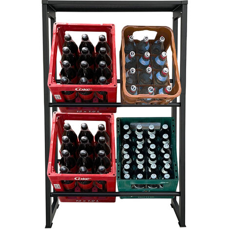 Getränkekistenregal 71x30x129cm mit Ablage  für 4 Kästen Getränkekistenhalter Standregal