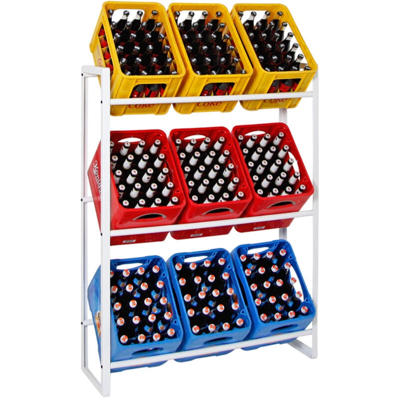 Tagère caisses à boissons königssee xl HxLxP 137x105x32cm jusqu'à 9 boîtes Blanc Porte-caisses, Support bouteilles, Rack boissons, Rayonnage,