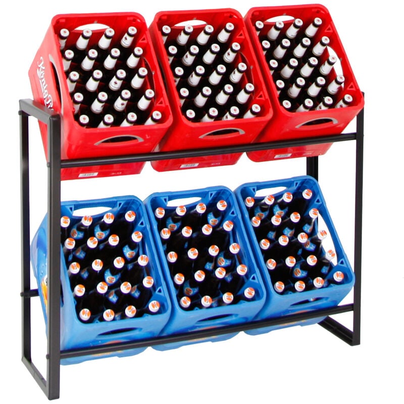 Tagère caisses à boissons königssee HxLxP 82x105x32cm jusqu'à 6 boîtes Noir Porte-caisses, support bouteilles, rack à boissons - Schwarz