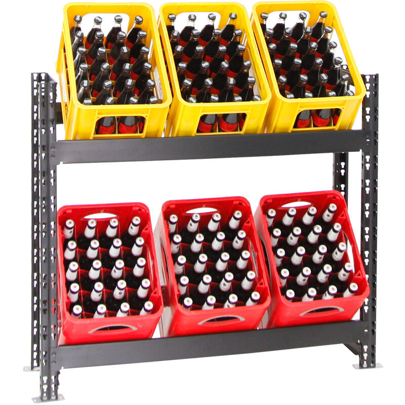 Étagère caisses à boissons TEGERNSEE XL HxLxP 100x110x30cm jusqu'à 6 boîtes Noir Porte-caisses, support bouteilles, rack à boissons - Schwarz