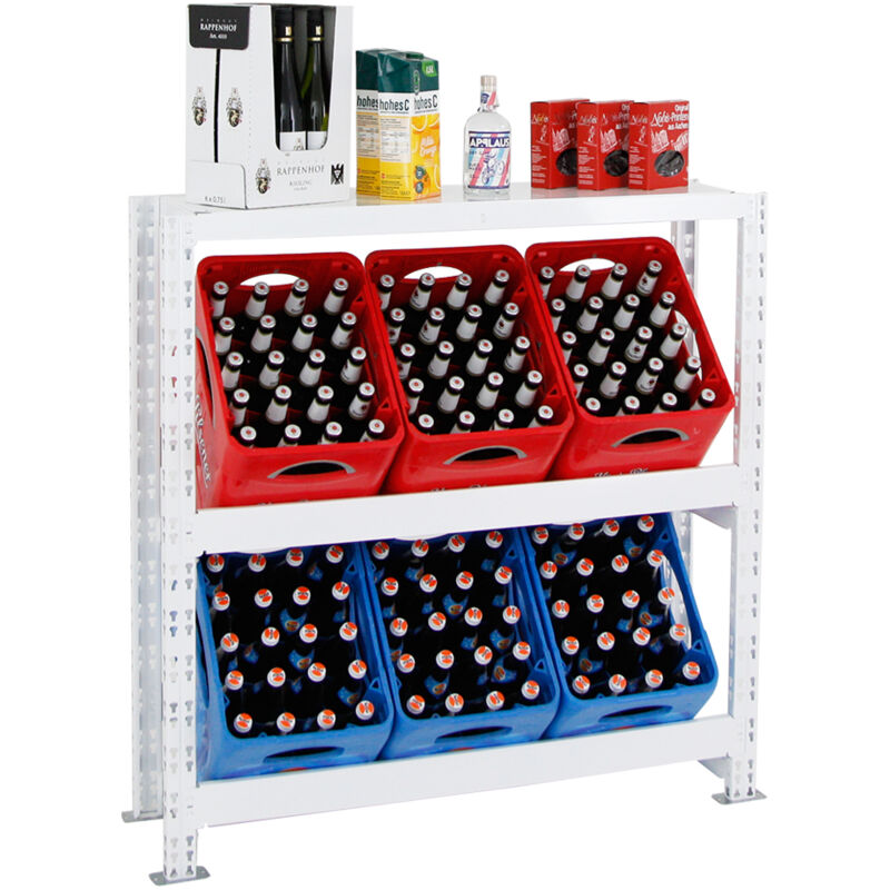 Tagère caisses à boissons tegernsee xl HxLxP 110x110x30cm jusqu'à 6 boîtes + Planche Blanc Porte-caisses, support bouteilles, rack à boissons - Weiß