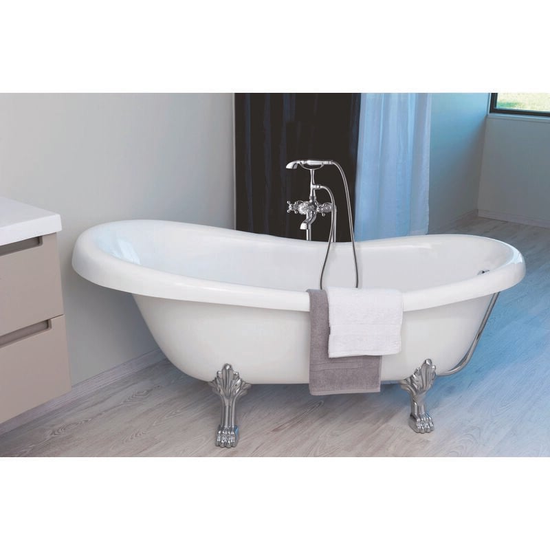 Mélangeur pour baignoire îlot getto - 100cm - Laiton - Finition chromé