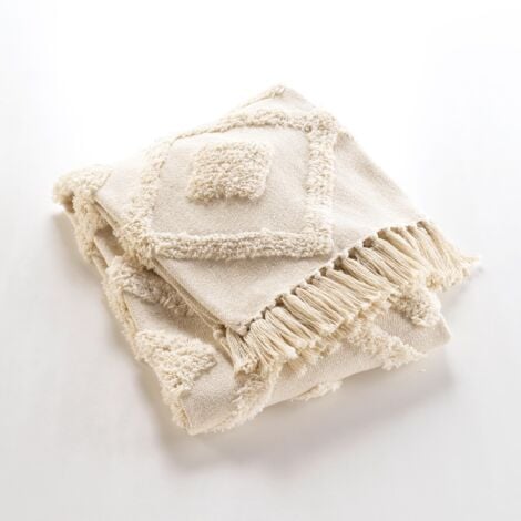 DOUCEUR D'INTÉRIEUR Getuftete Tagesdecke mit Fransen, 125 x 150 cm, INCA