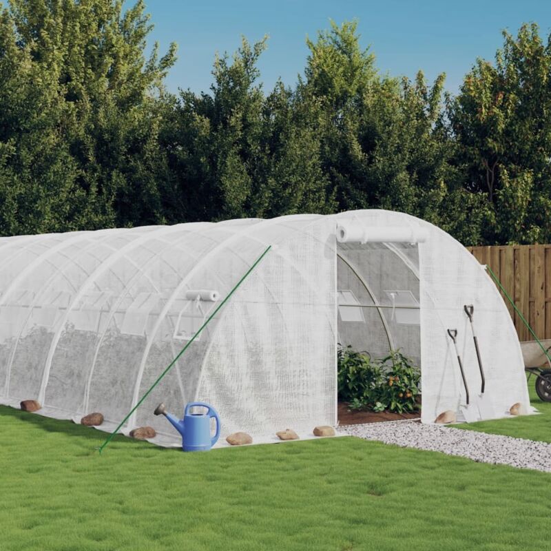 Vidaxl The Living Store Gewächshaus Mit Stahlrahmen Weiß 32 M² 8x4x2 M - Gartengewächshaus - Glasgewächshaus - Tomatenhaus - Kräuteranbau -