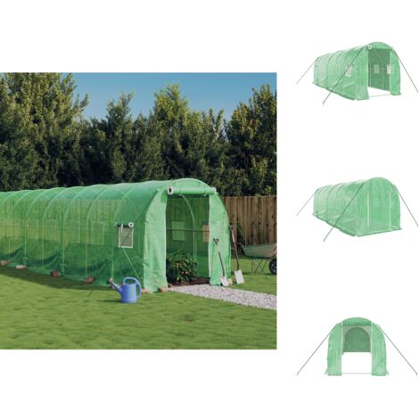Gewächshäuser - Living Gewächshaus mit Stahlrahmen Grün 12 m² 6x2x2 m