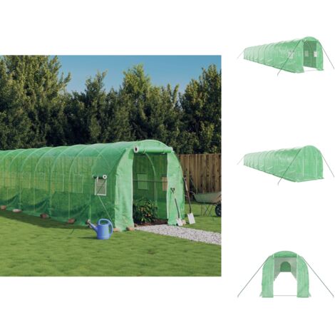 Gewächshäuser - Living Gewächshaus mit Stahlrahmen Grün 32 m² 16x2x2 m