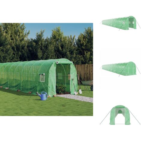 Gewächshäuser - Living Gewächshaus mit Stahlrahmen Grün 40 m² 20x2x2 m